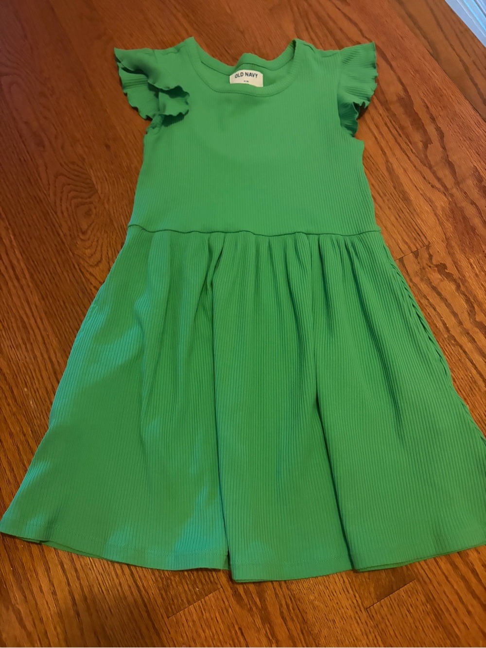 Old Navy Bright Green Flutter Sleeve Casual Dress